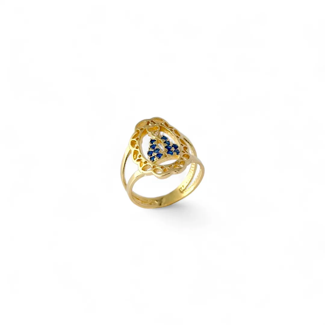 Anel N. Senhora Banhado a Ouro 18k Zircônia Azul