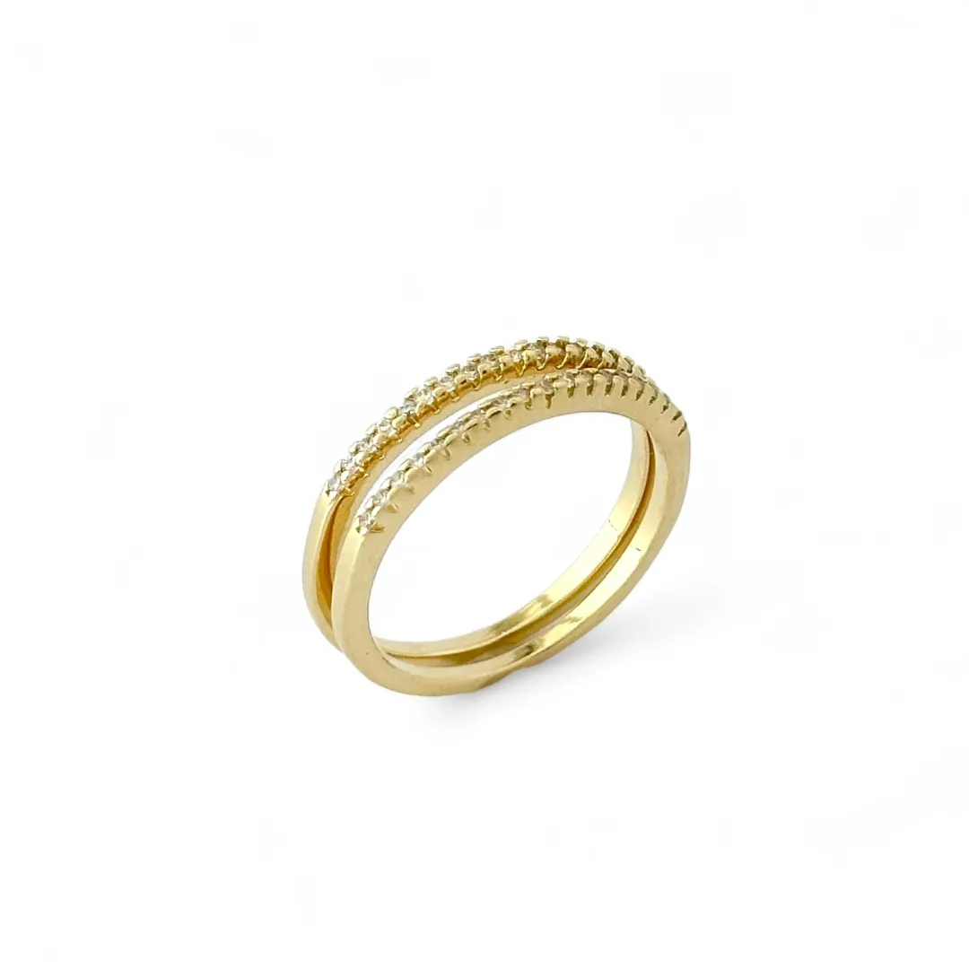 Anel Par de Aparador Banhado a Ouro 18K Zircônias  - Tam 21