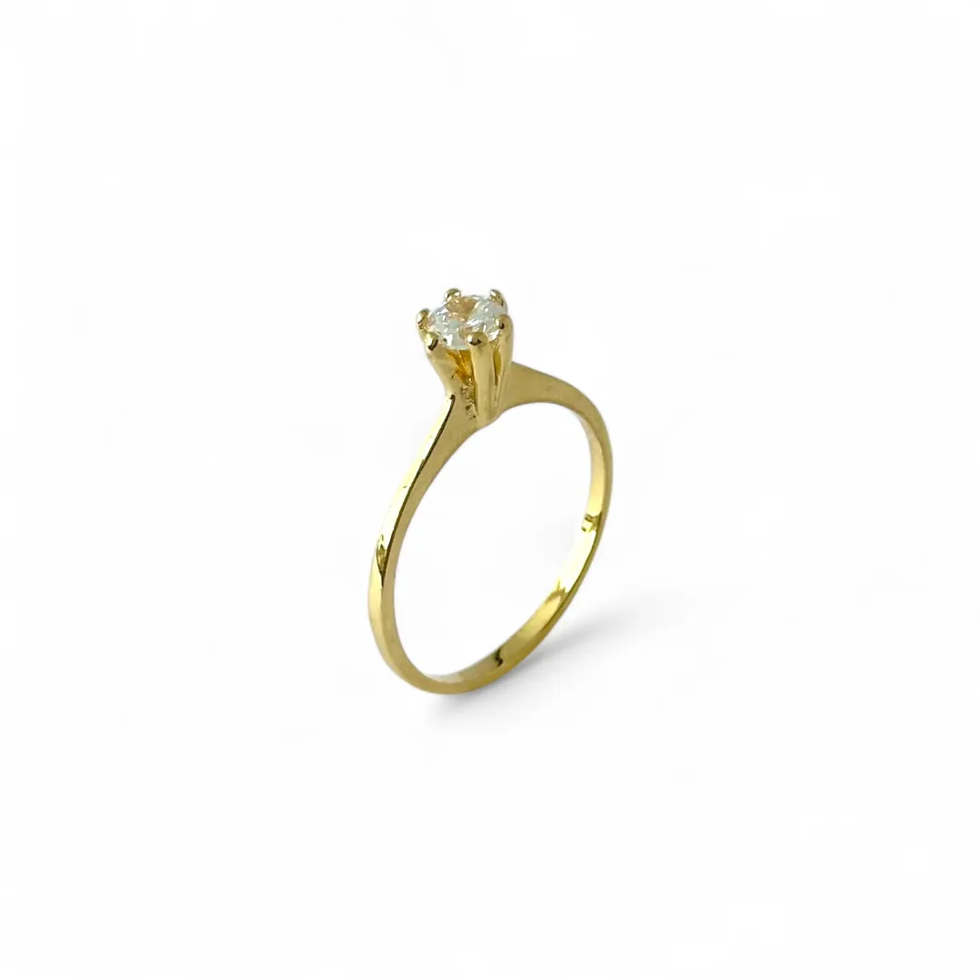 Anel Solitário Banhado a Ouro 18K