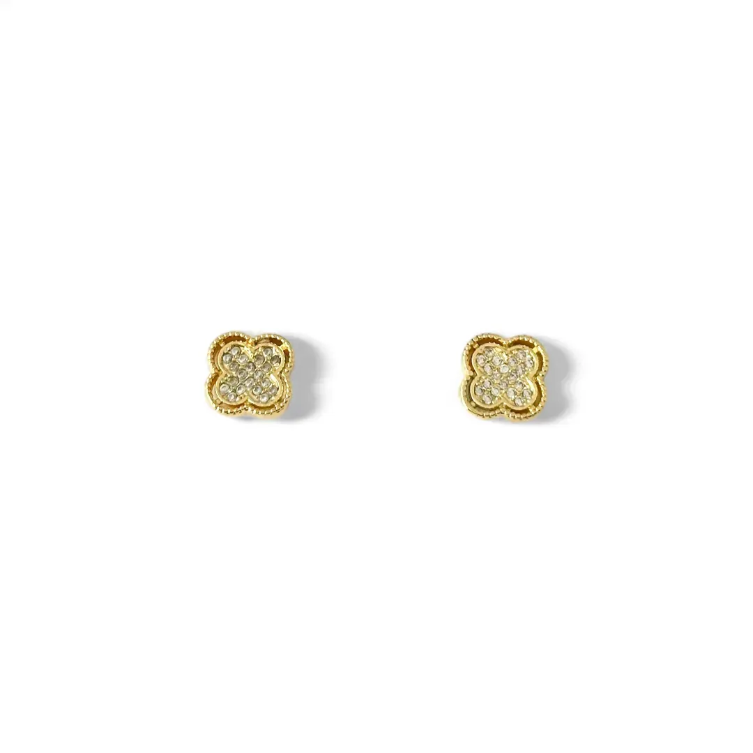 Brinco Banhado a Ouro 18k Trevo com Zircônias Coleção Virginia