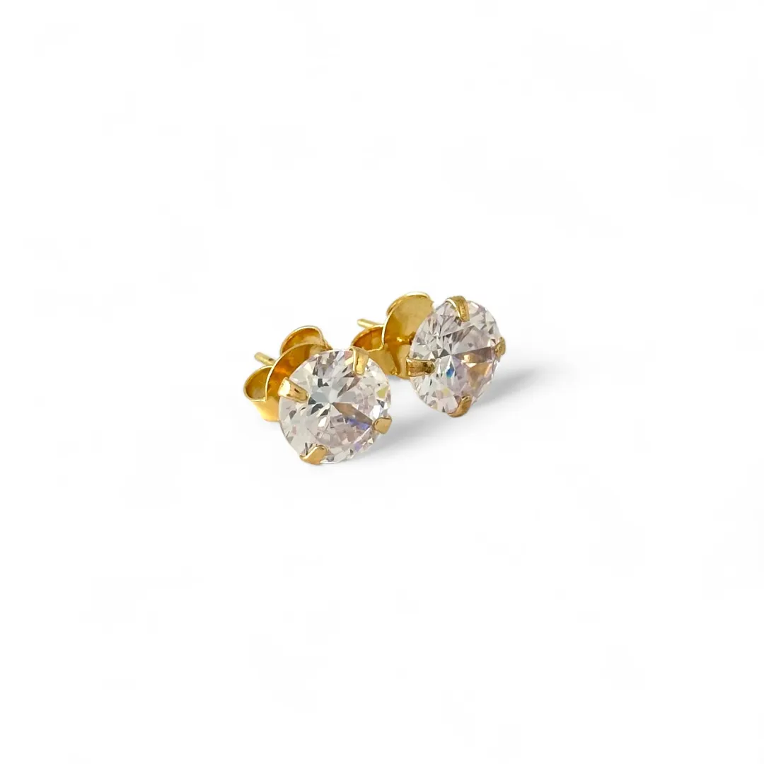 Brinco Ponto de Luz Banhado a Ouro 18K Zircônia - 10mm