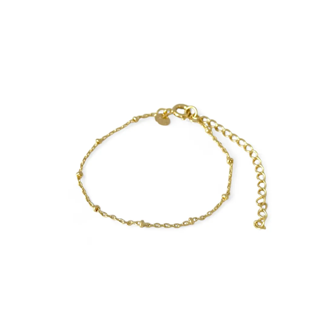 Pulseira Infantil Banhada a Ouro 18K Bolinha- 14cm