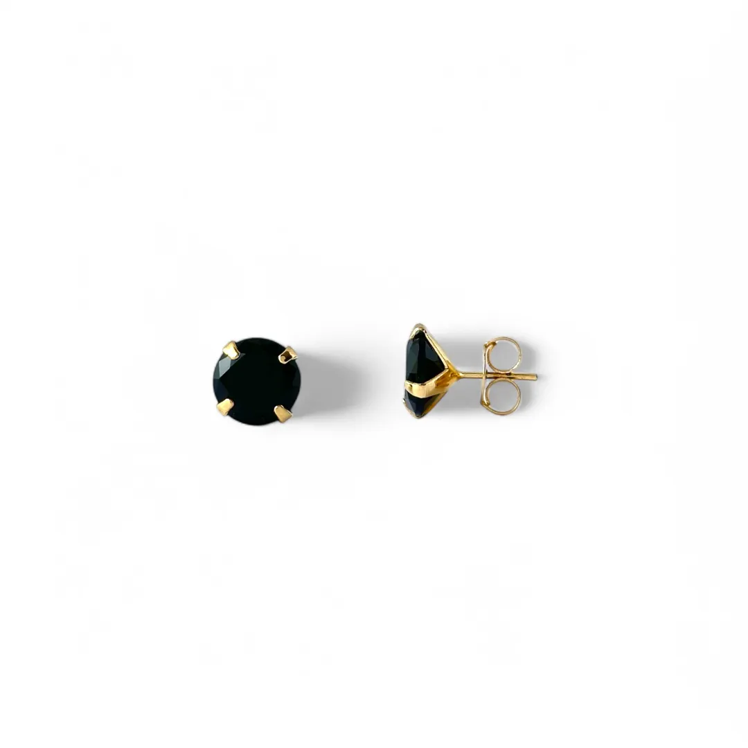 Brinco Banhado a Ouro 18k com Zircônia Preto - 10mm
