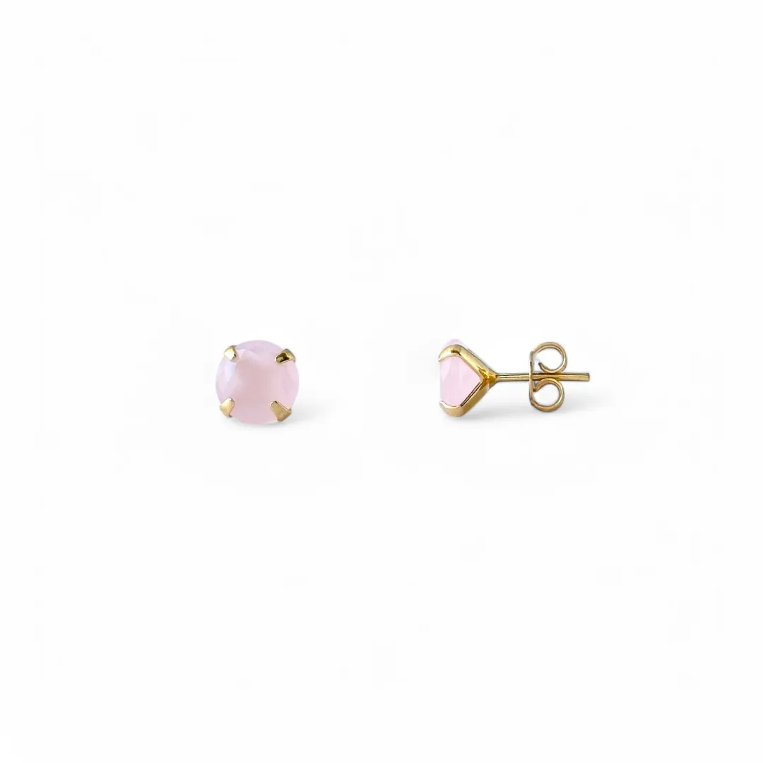 Brinco Banhado a Ouro 18k com Zircônia Rosa - 8mm