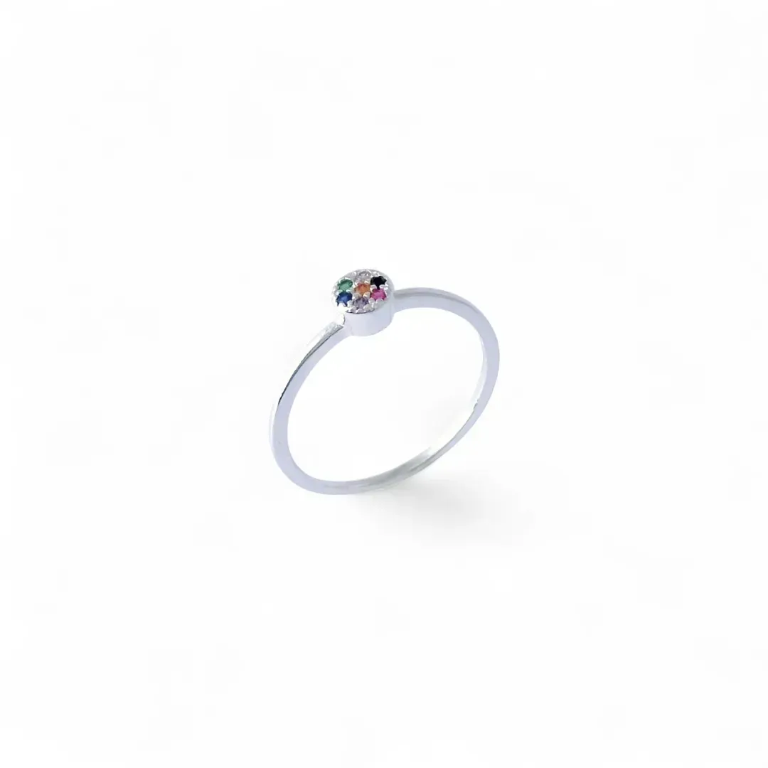 Anel Chuveirinho Prata 925 Color Zircônia