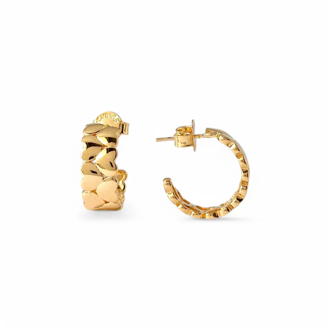 Brinco Argola Aberta Coração Liso Banhada a Ouro 18k
