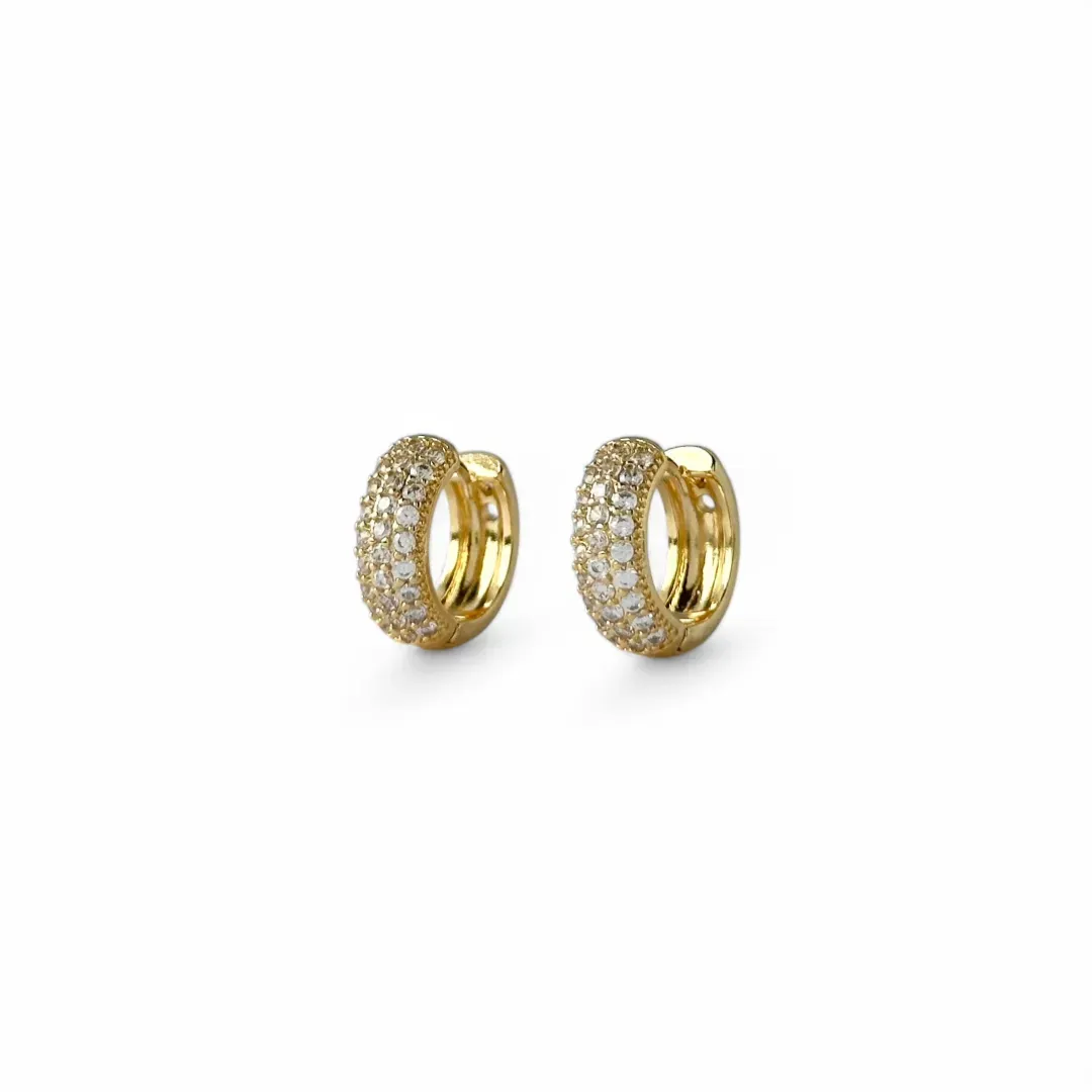 Brinco Argola Banhado a Ouro 18k 3 Linhas de Zircônias