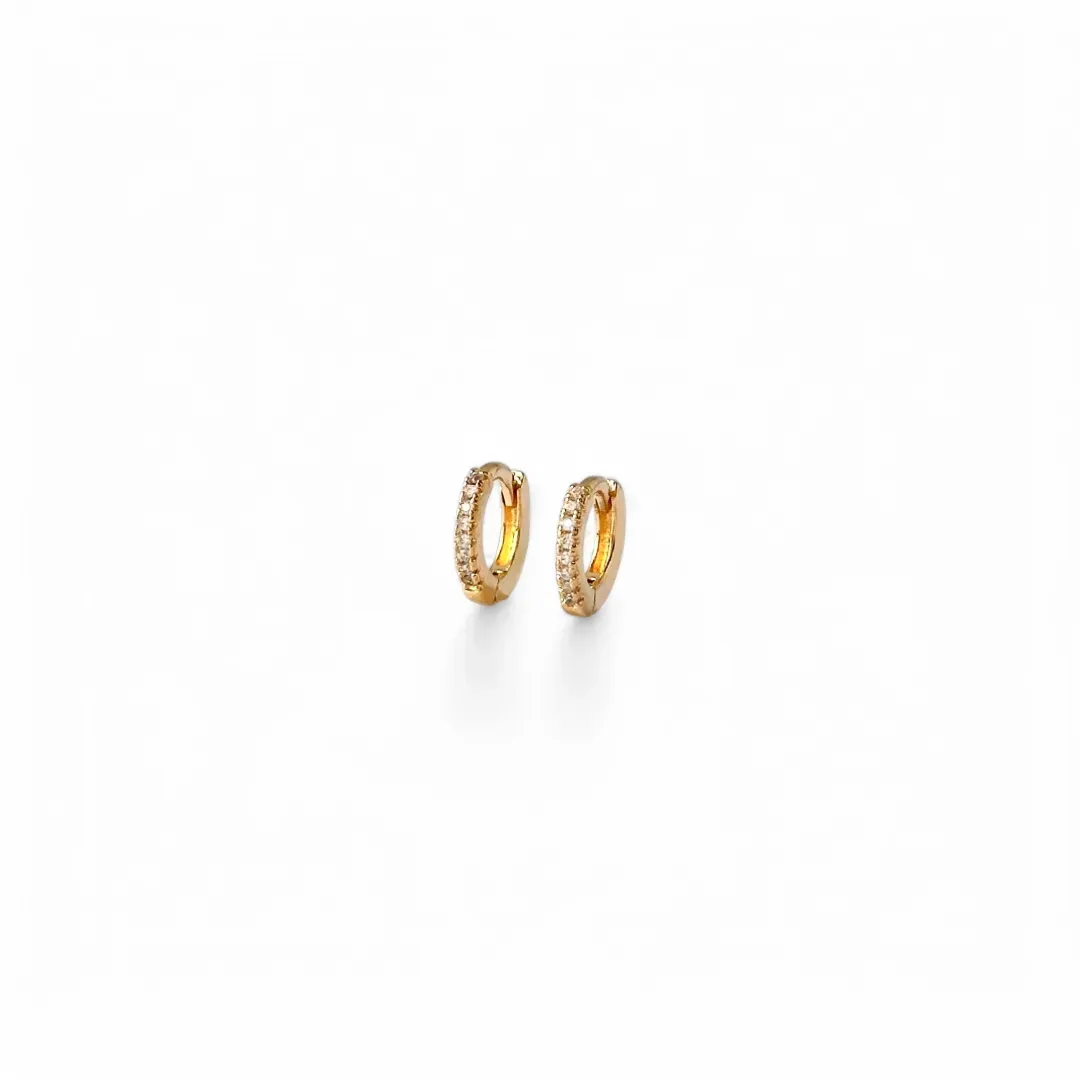 Brinco Argola Banhado a Ouro 18k Uma Linha Micro Zircônia