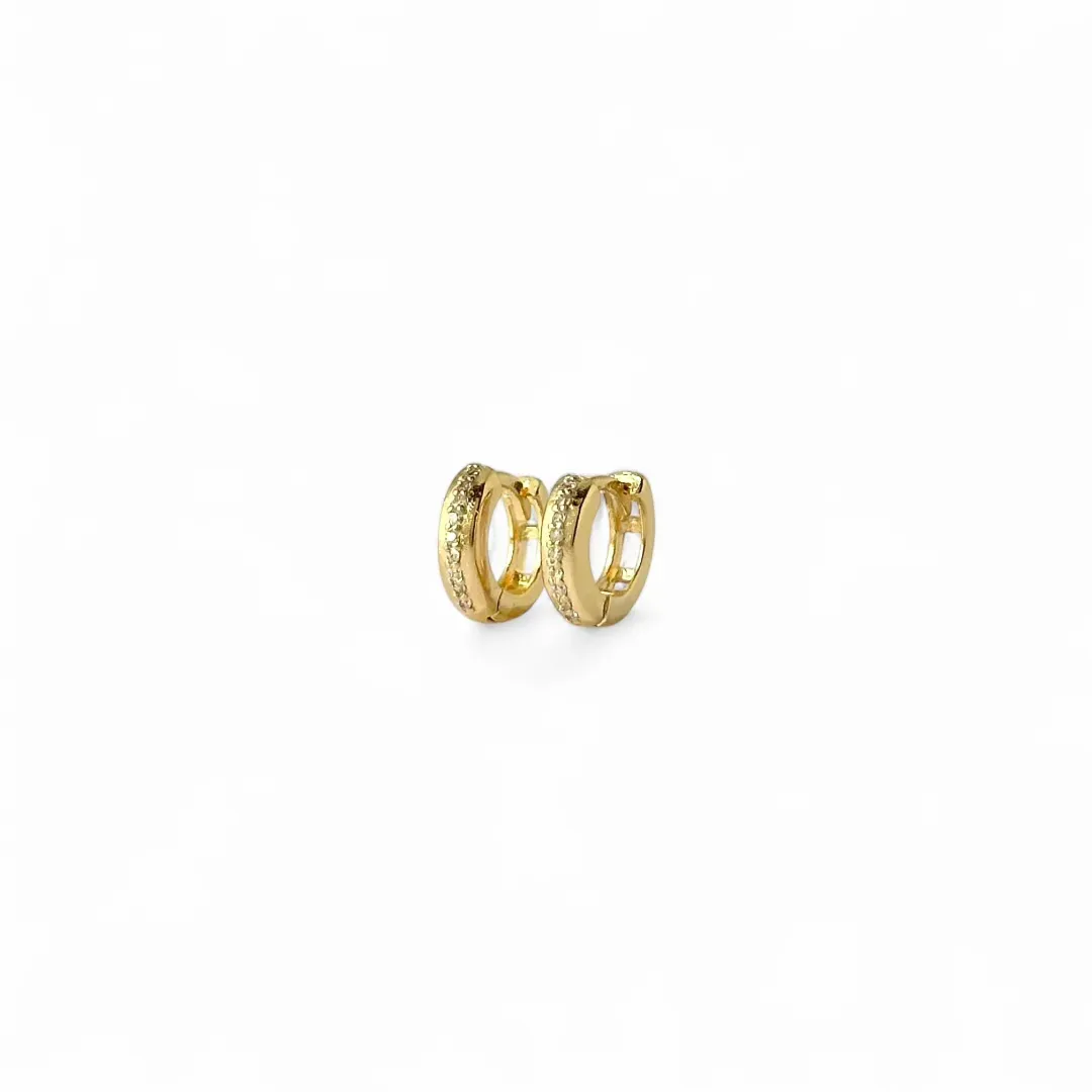 Brinco Argola Banhado Ouro 18K  1 Linha Zircônias - 0,9cm