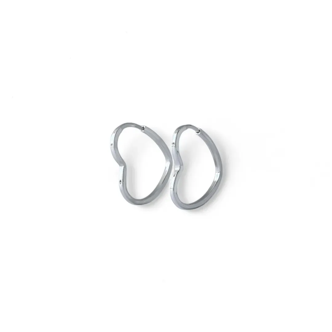 Brinco Argola Coração Prata 925 Vazado - 1,7cm
