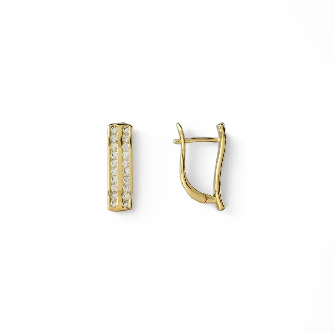 Brinco Argola Ondulada Banhado a Ouro 18k 2 Linhas de Zircônias