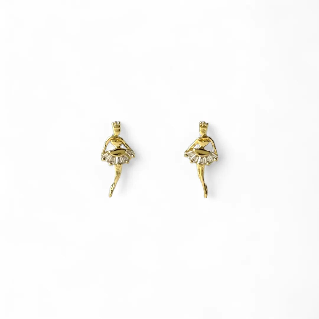 Brinco Bailarina Banhado a Ouro 18k com Zircônias