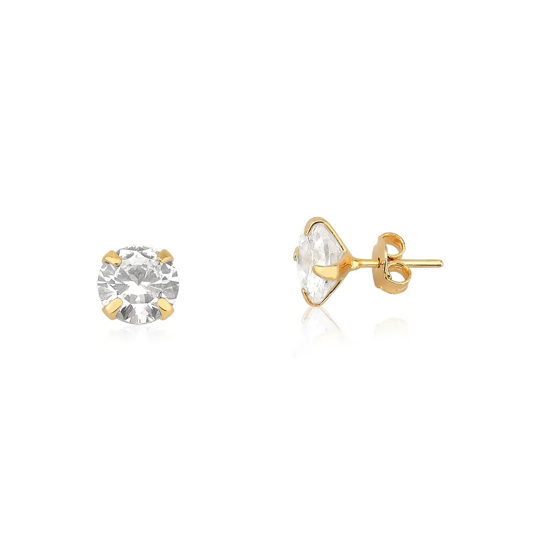 Brinco Banhado a Ouro 18k com Zircônia - 8mm