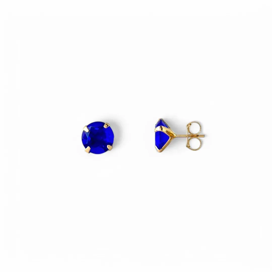 Brinco Banhado a Ouro 18k com Zircônia Azul Royal - 10mm
