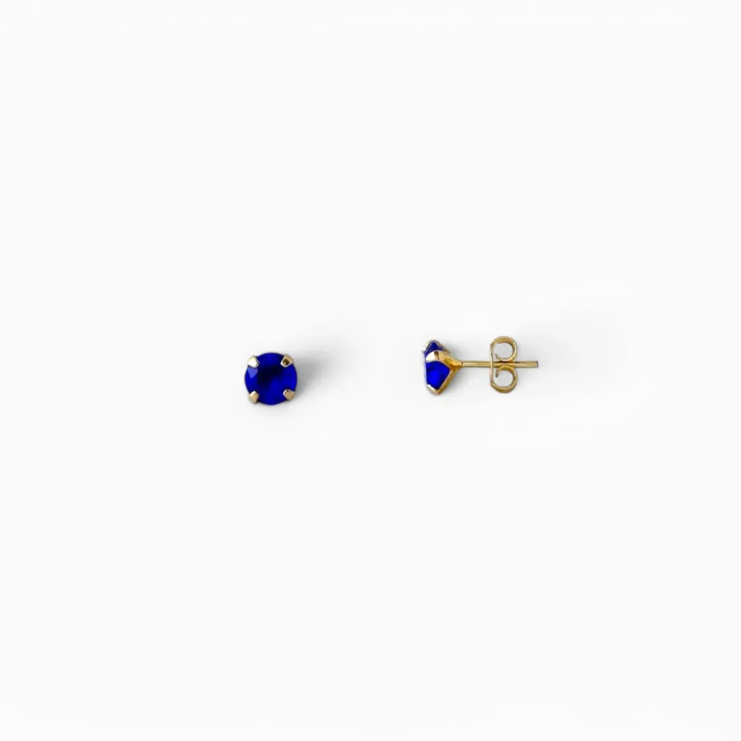 Brinco Banhado a Ouro 18k com Zircônia Azul Royal - 6mm