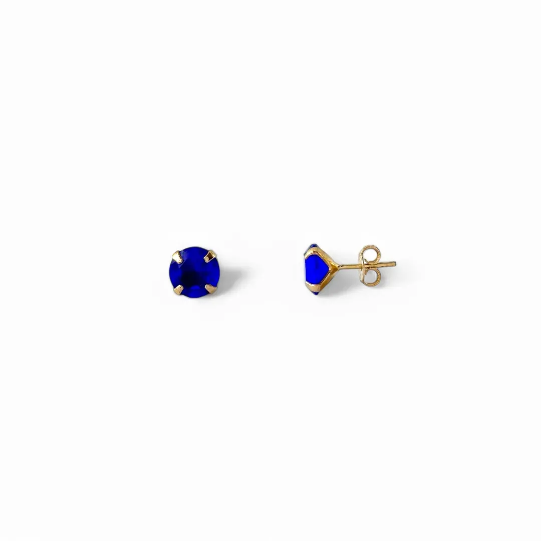 Brinco Banhado a Ouro 18k com Zircônia Azul Royal - 8mm