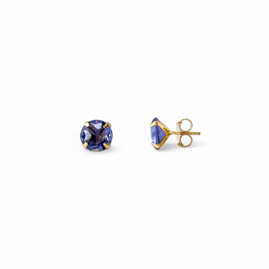 Brinco Banhado a Ouro 18k com Zircônia Lilás - 10mm