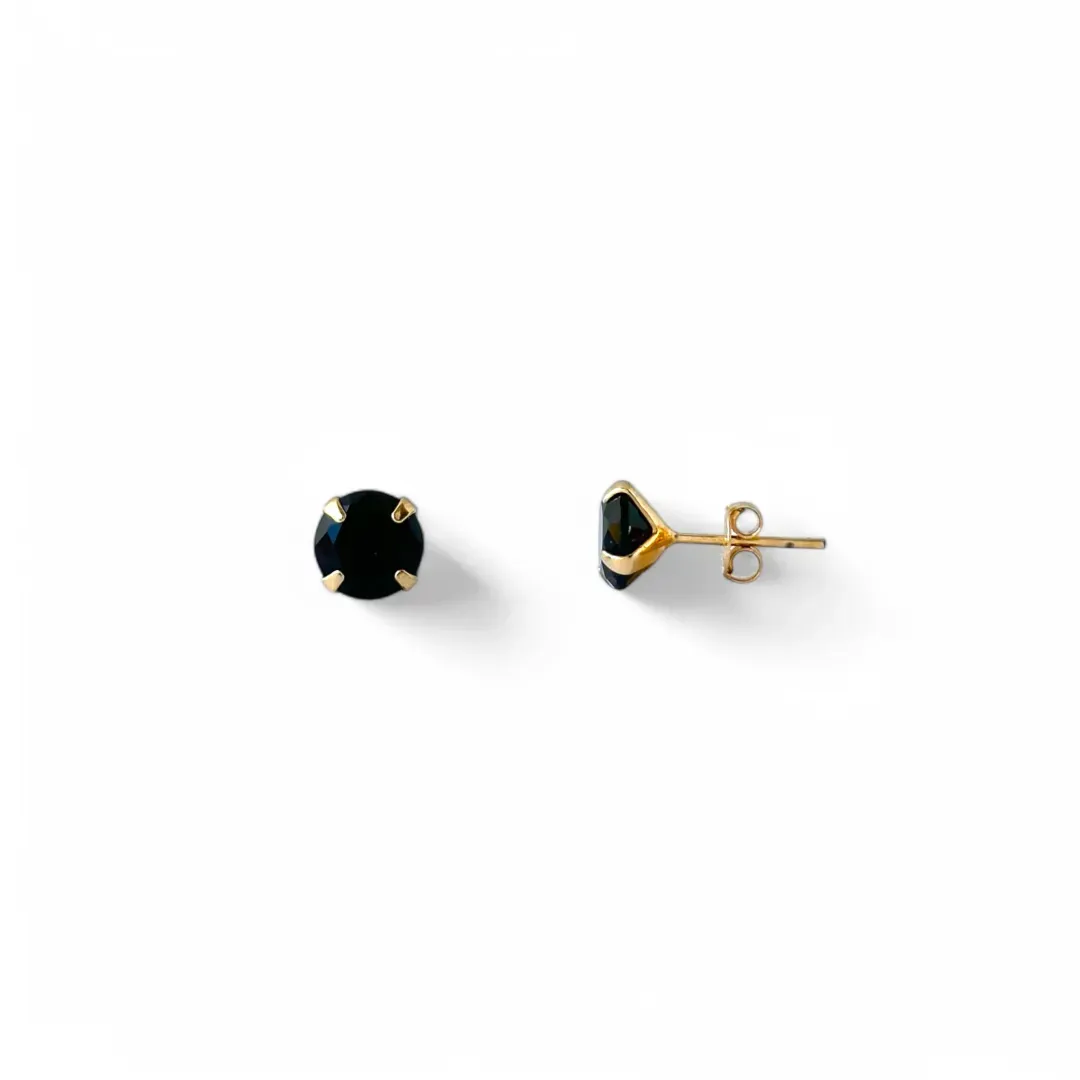 Brinco Banhado a Ouro 18k com Zircônia Preto - 8mm