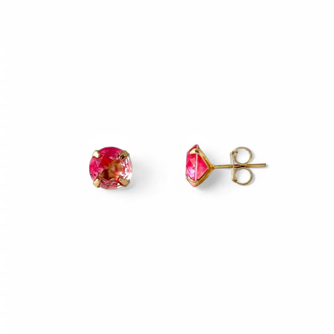 Brinco Banhado a Ouro 18k com Zircônia Rosa - 10mm