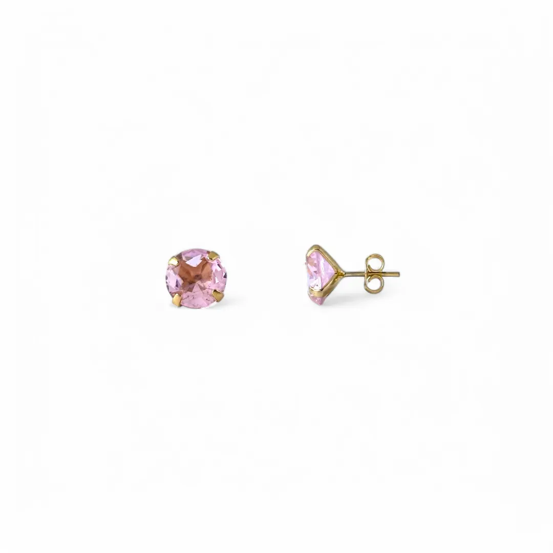 Brinco Banhado a Ouro 18k com Zircônia Rosa Claro - 10mm