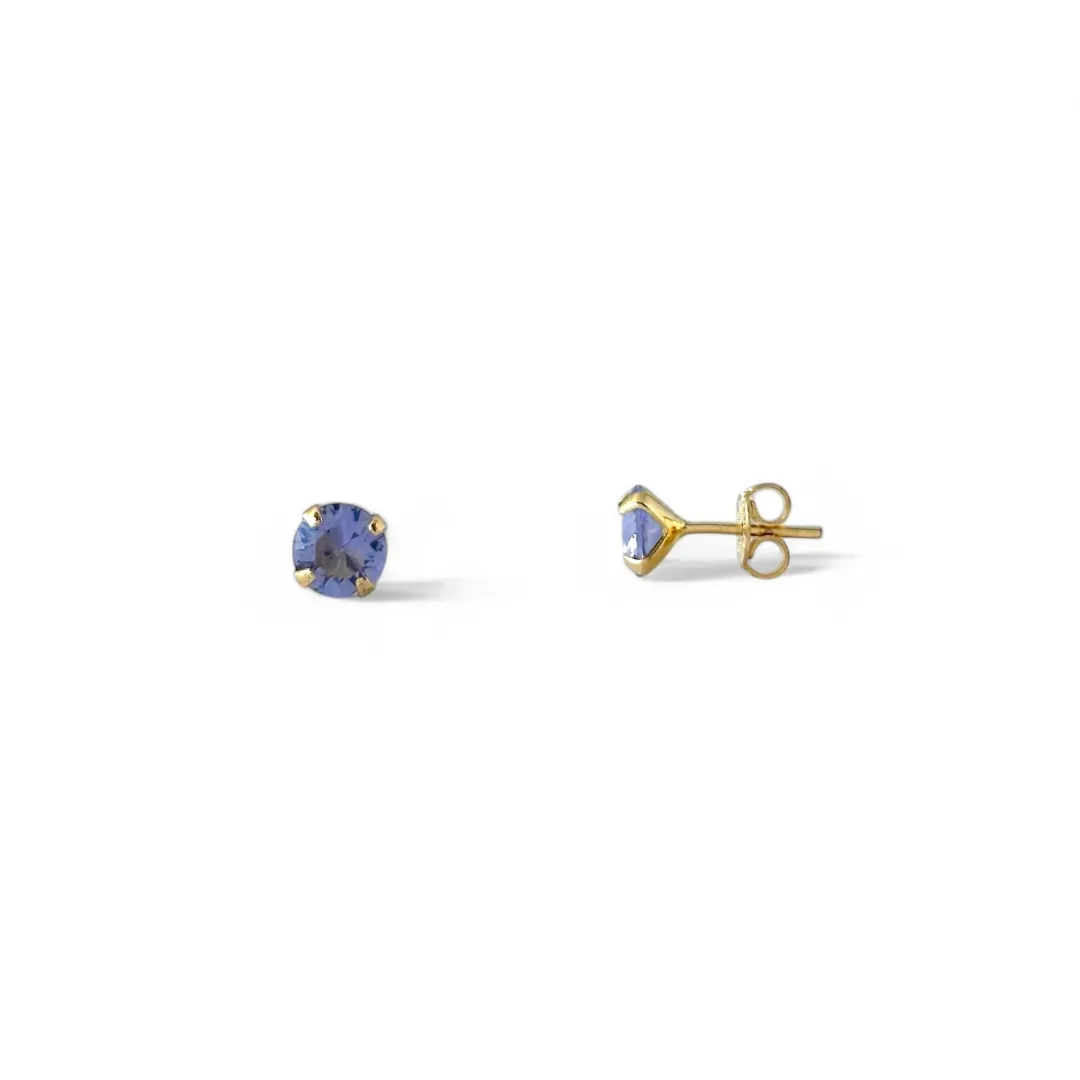 Brinco Banhado a Ouro 18k com Zircônia Roxo - 6mm