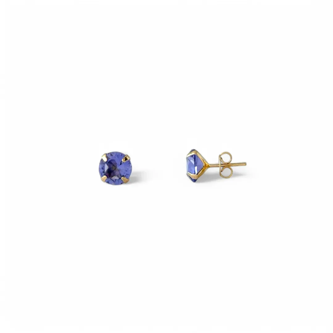 Brinco Banhado a Ouro 18k com Zircônia Roxo - 8mm
