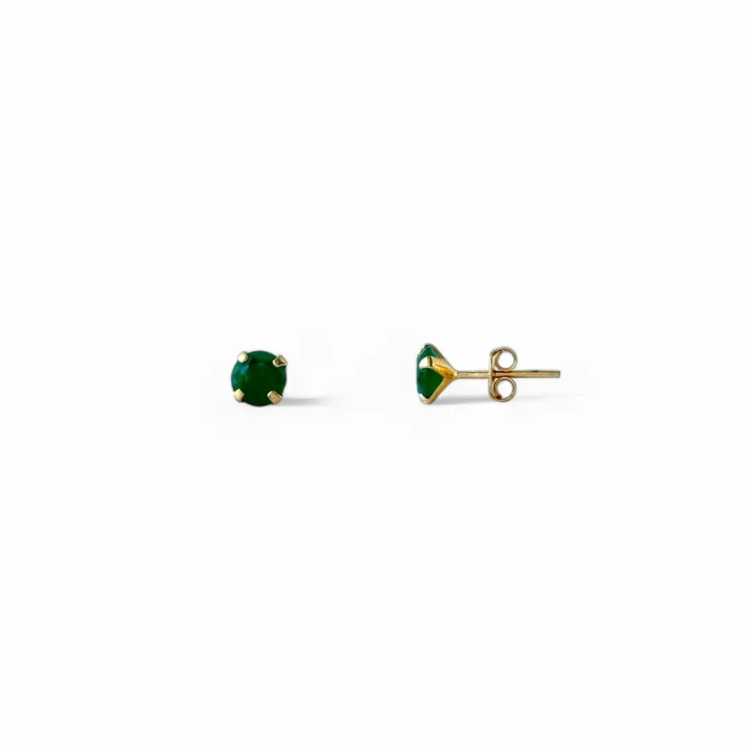 Brinco Banhado a Ouro 18k com Zircônia Verde - 6mm