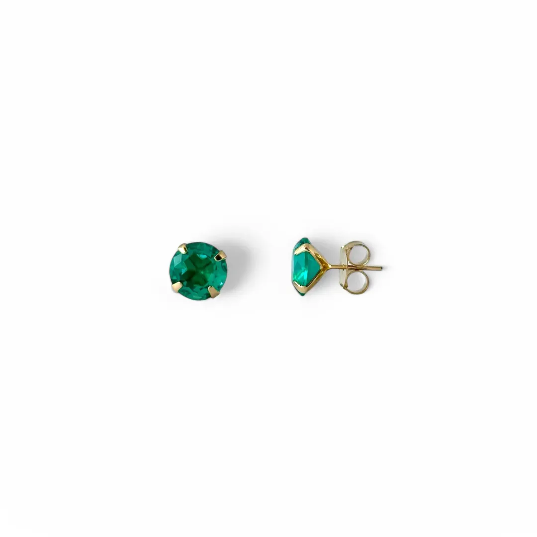 Brinco Banhado a Ouro 18k com Zircônia Verde Esmeralda - 10mm