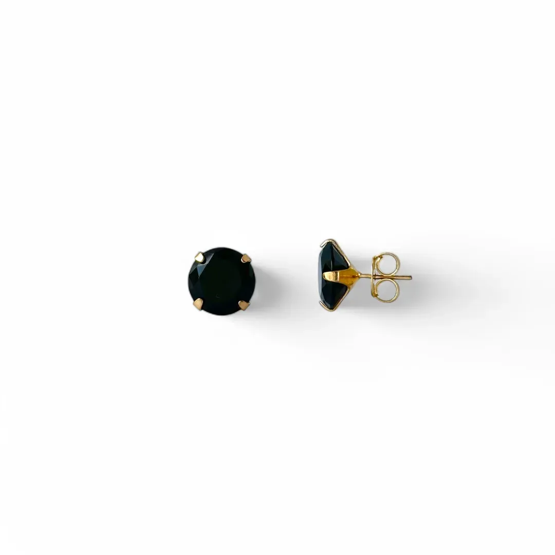 Brinco Banhado a Ouro 18K Zircônia Preto - 12mm