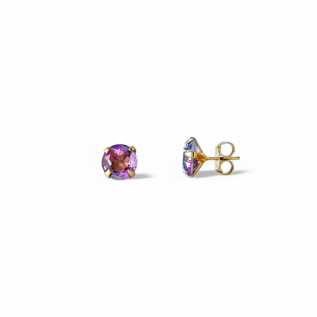 Brinco Banhado a Ouro 18K Zircônia Roxo - 10mm