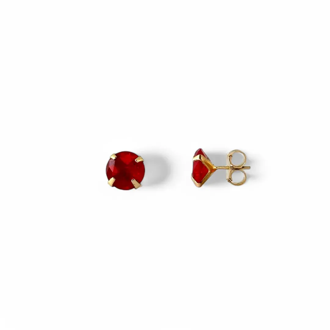 Brinco Banhado a Ouro 18K Zircônia Vermelho - 10mm