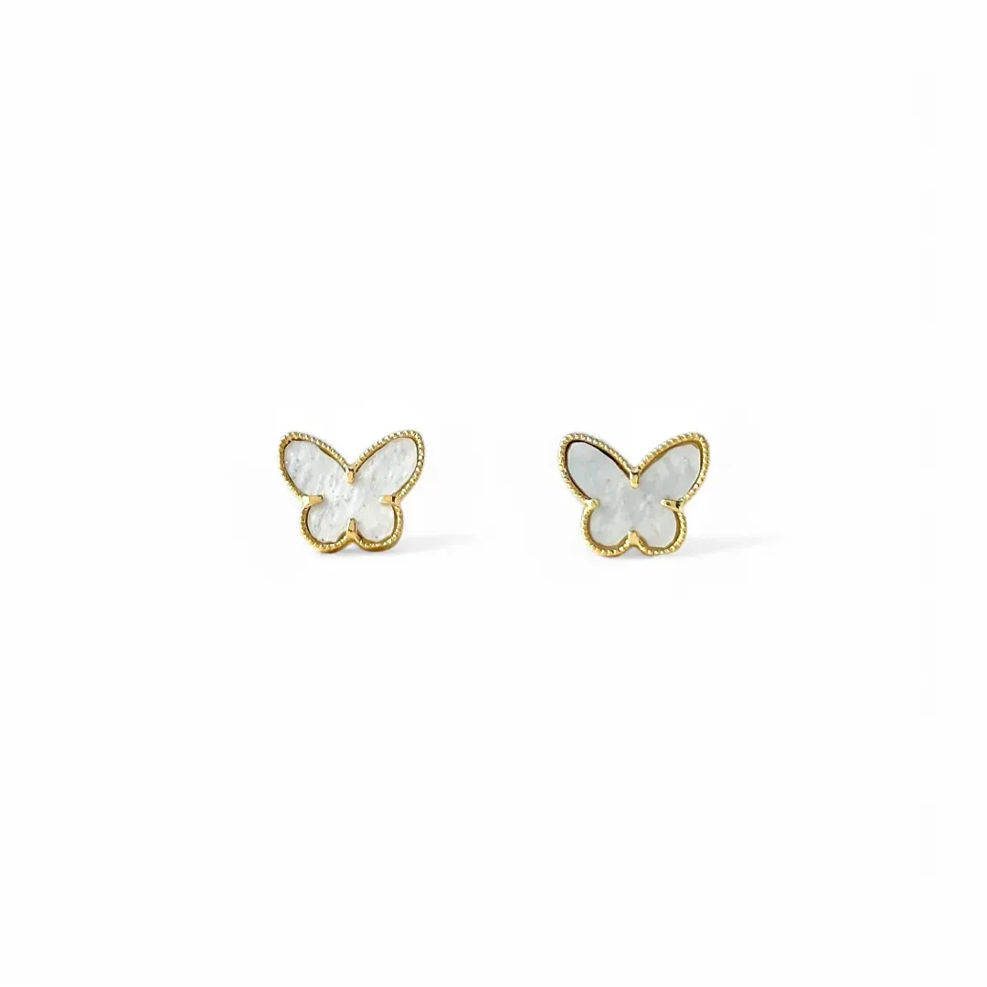 Brinco Borboleta Van Cleef Banhado a Ouro 18k Madrepérola