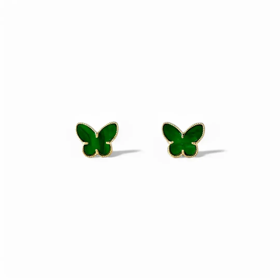 Brinco Borboleta Van Cleef Banhado a Ouro 18k Verde