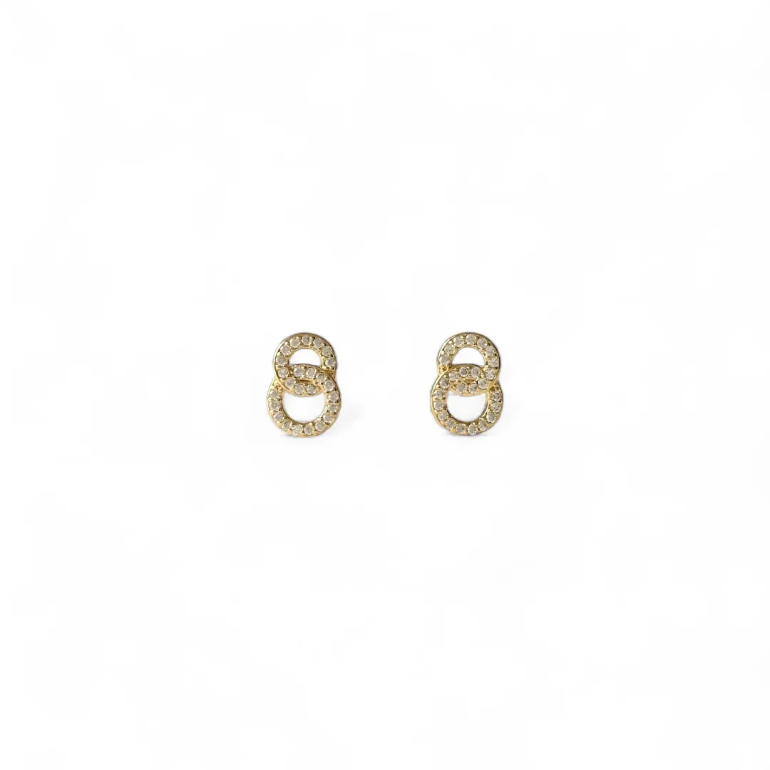 Brinco Círculos Entrelaçados Banhado a Ouro 18k com Zircônias