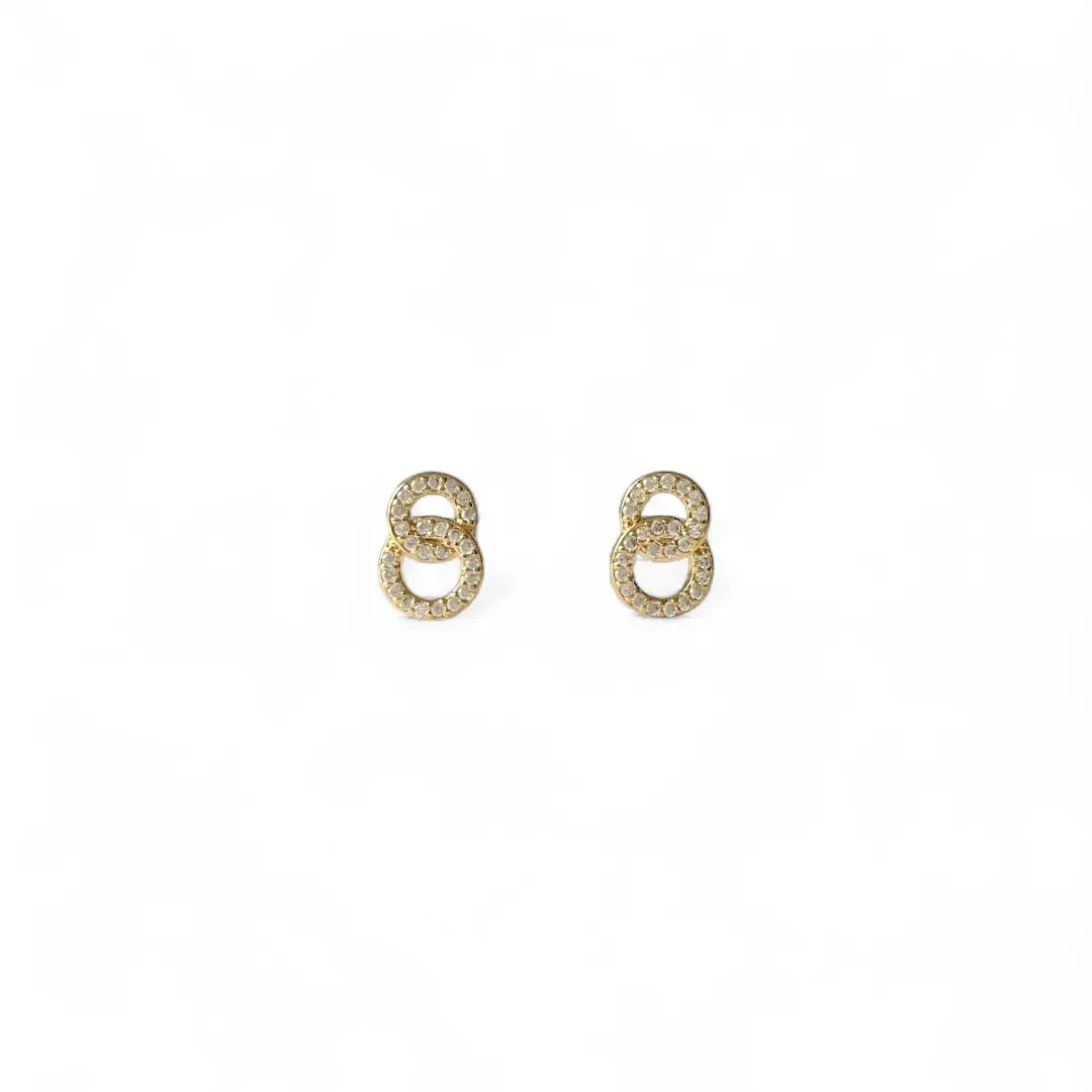 Brinco Círculos Entrelaçados Banhado a Ouro 18k com Zircônias
