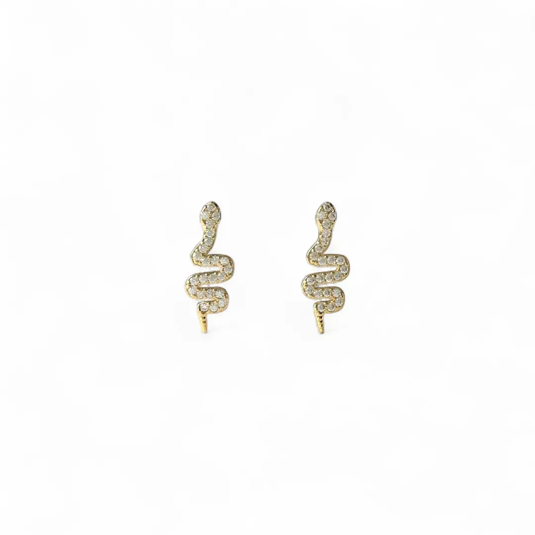 Brinco Cobra Banhado a Ouro 18k com Zircônias