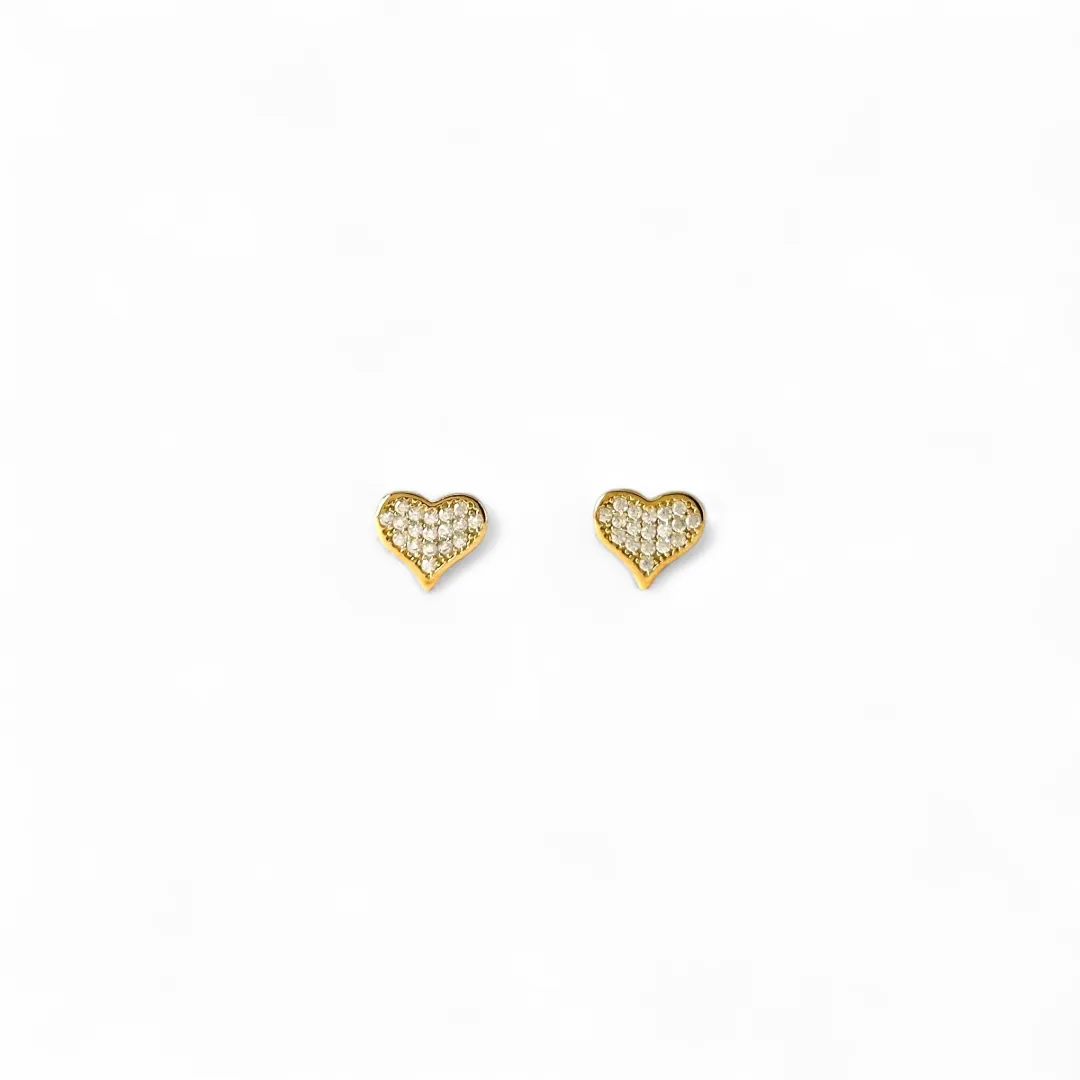 Brinco Coração Banhado a Ouro 18k Cravejado com Zircônias