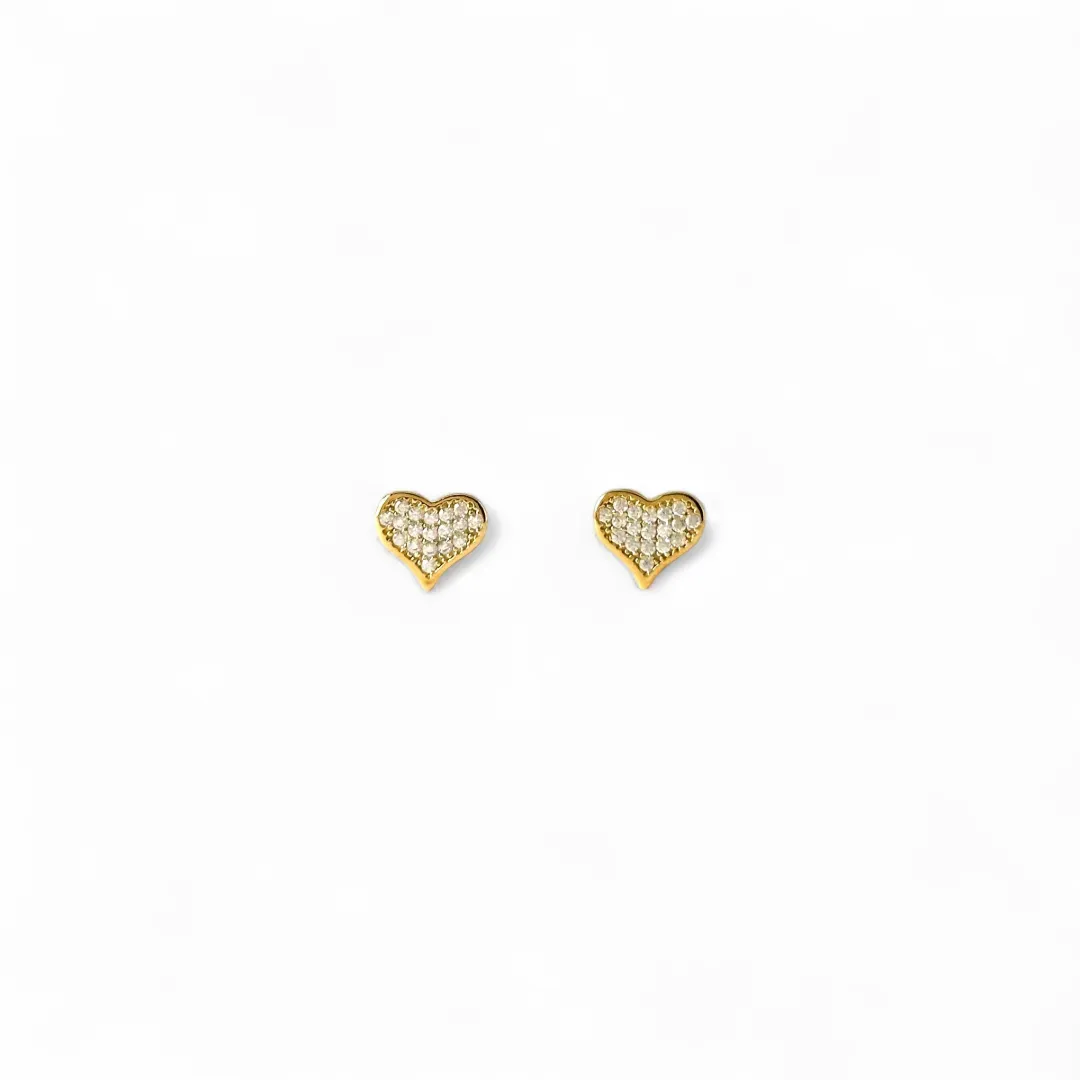 Brinco Coração Banhado a Ouro 18k Cravejado com Zircônias