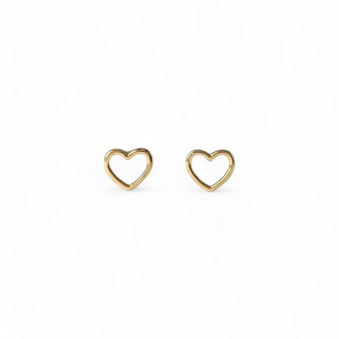 Brinco Coração Banhado a Ouro 18k Liso Vazado