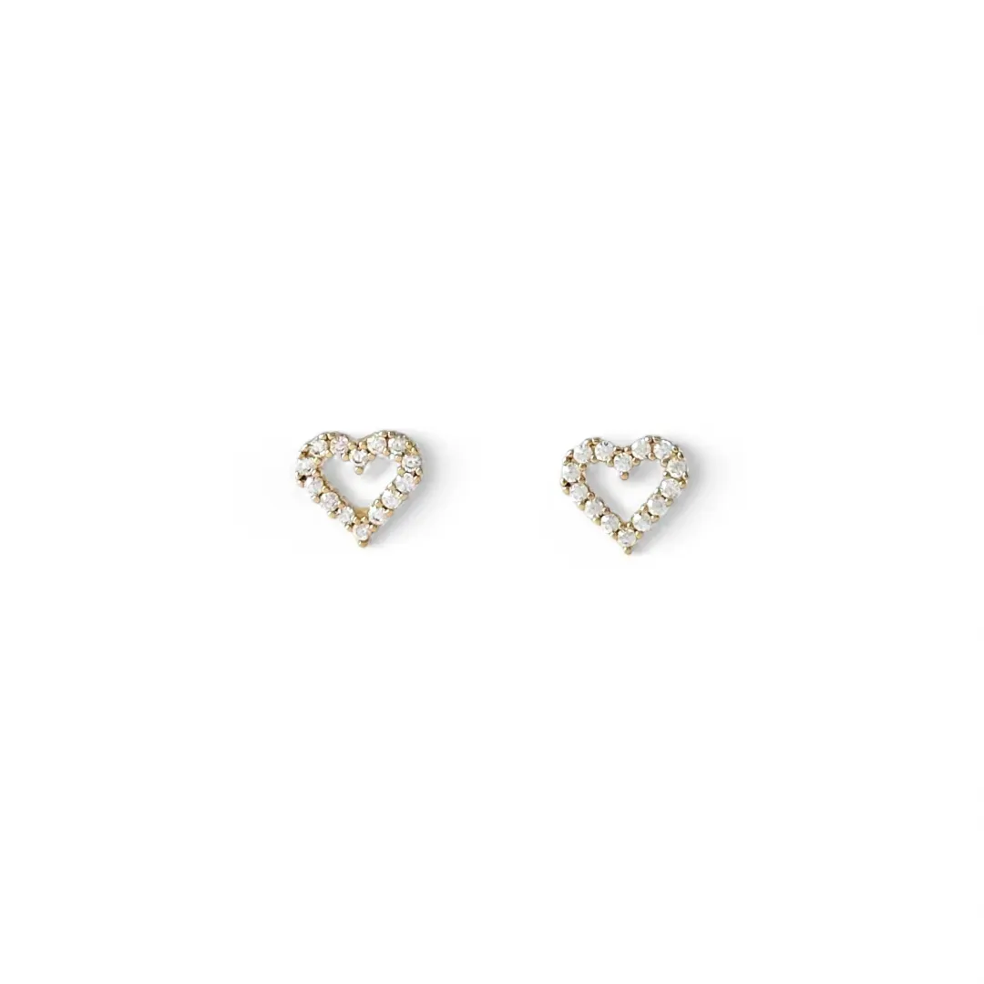 Brinco Coração Vazado Banhado a Ouro 18K Zircônia - M