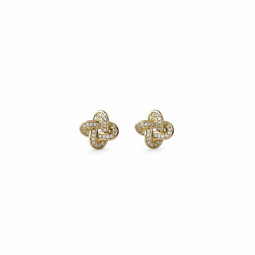 Brinco Entrelaçado Banhado a Ouro 18k Cravejado com Zircônias