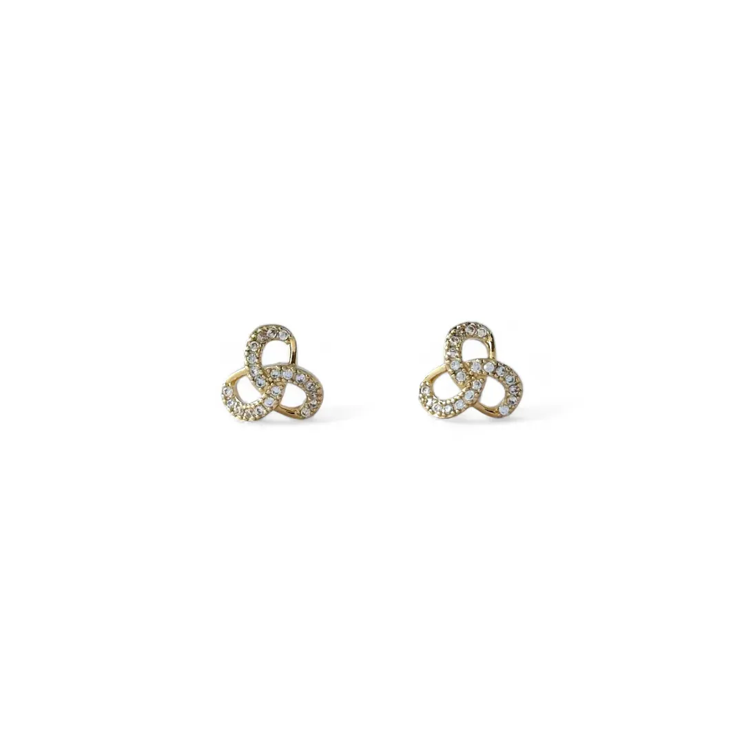 Brinco Entrelaçado Banhado a Ouro 18k Cravejado com Zircônias