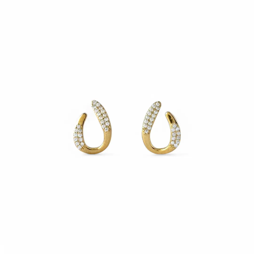 Brinco Estilo Gota Banhado a Ouro 18k Cravejado com Zircônias
