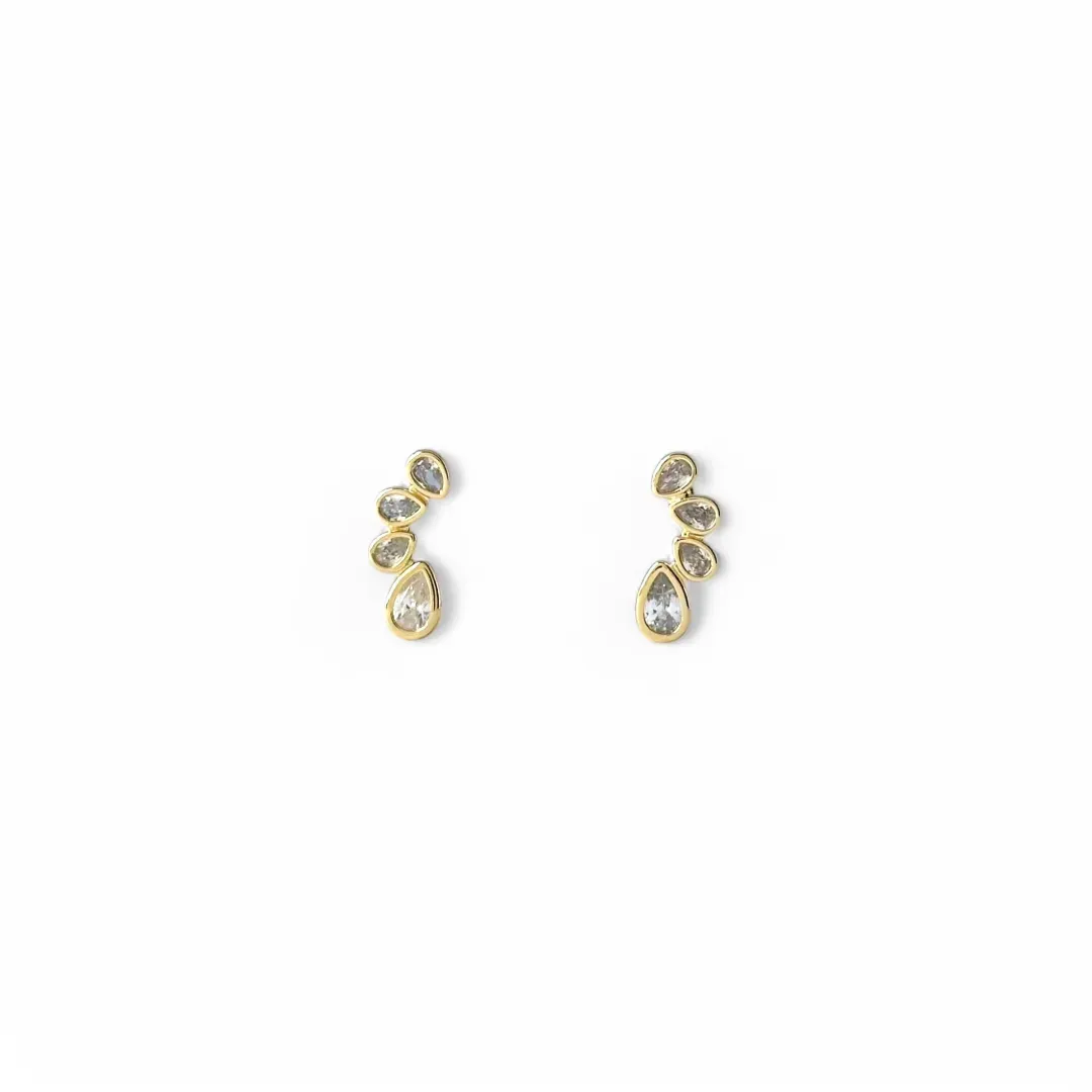 Brinco Gotas Banhado a Ouro 18k Zircônias