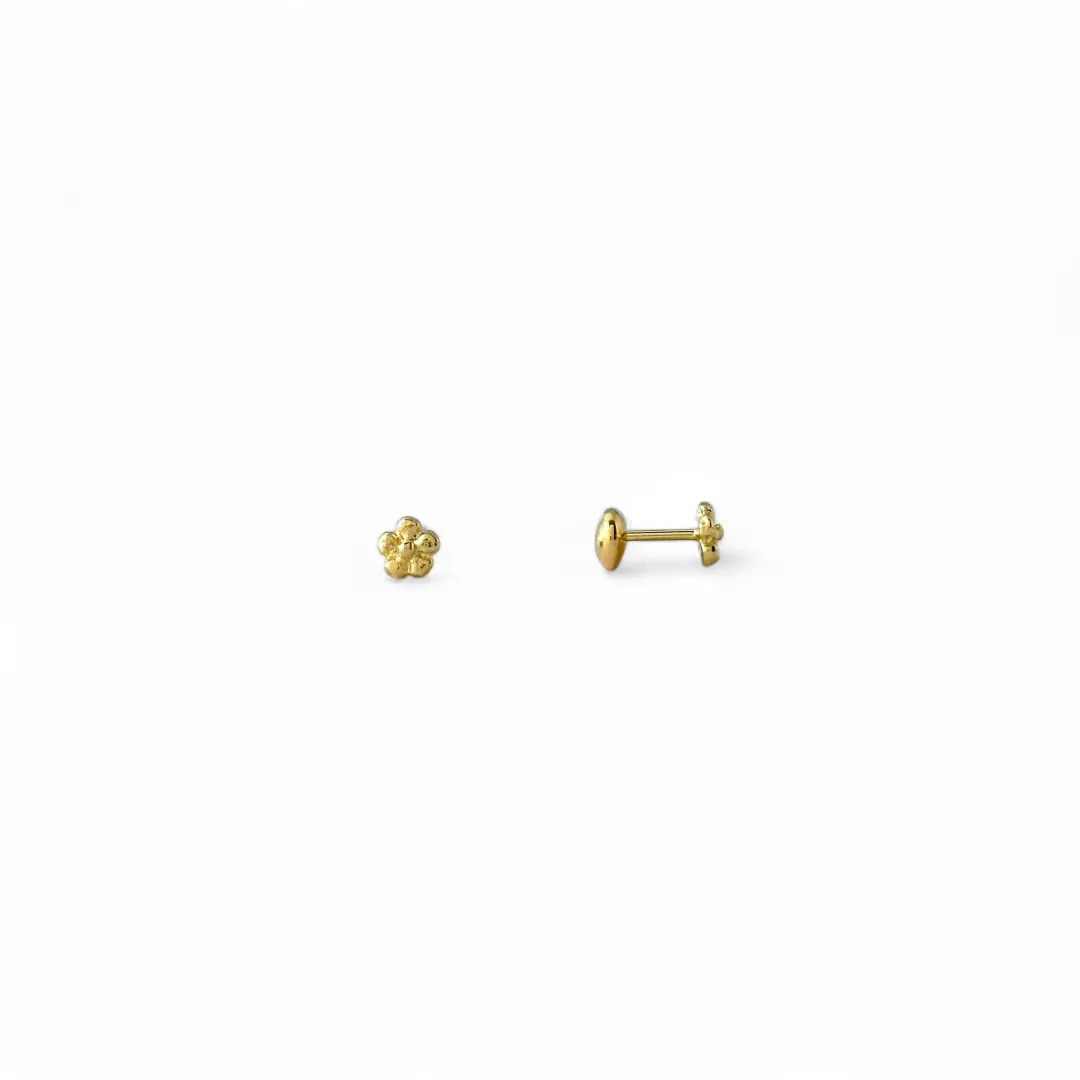 Brinco Infantil Banhado a Ouro 18k Flor Lisa
