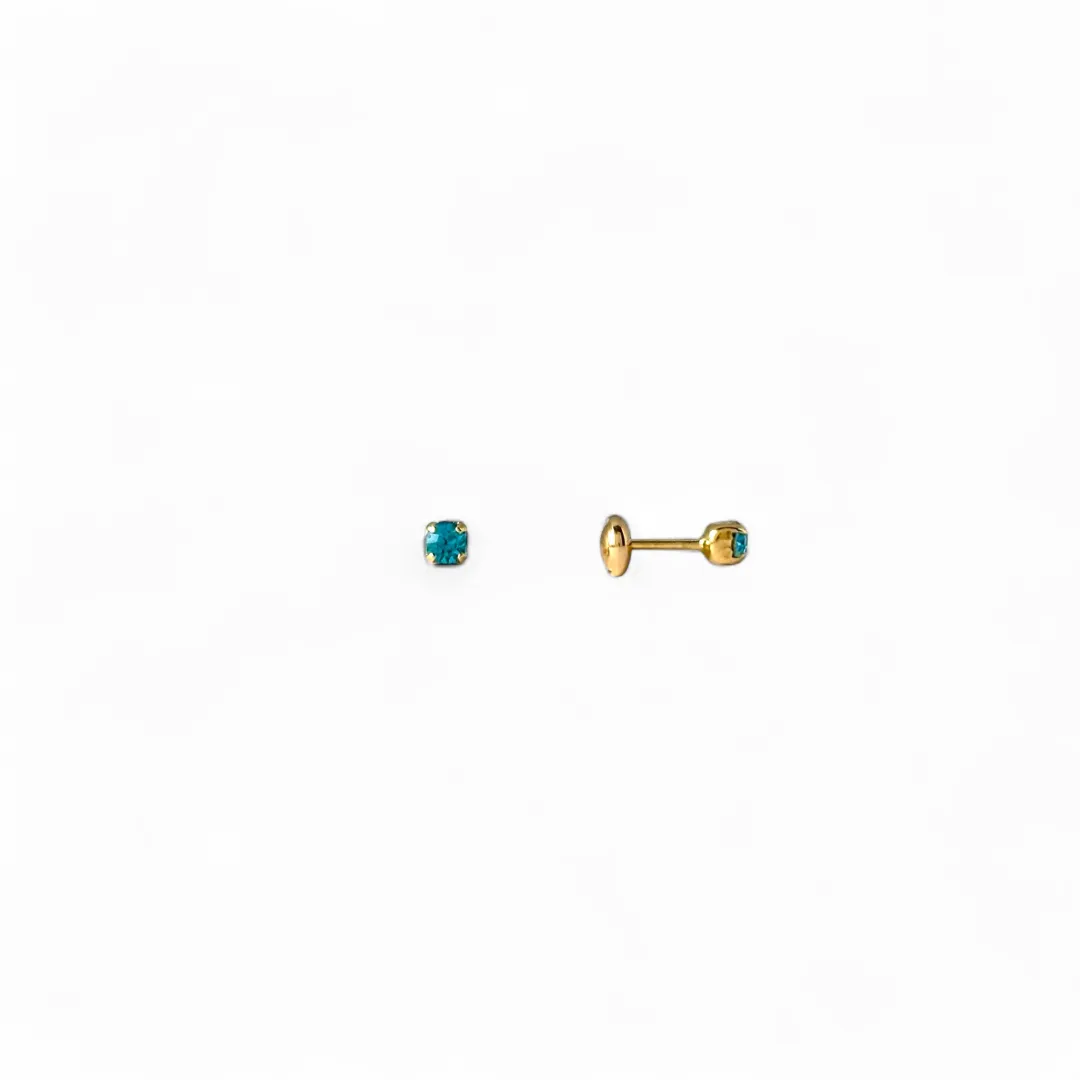 Brinco Infantil Banhado a Ouro 18k Zircônia Azul
