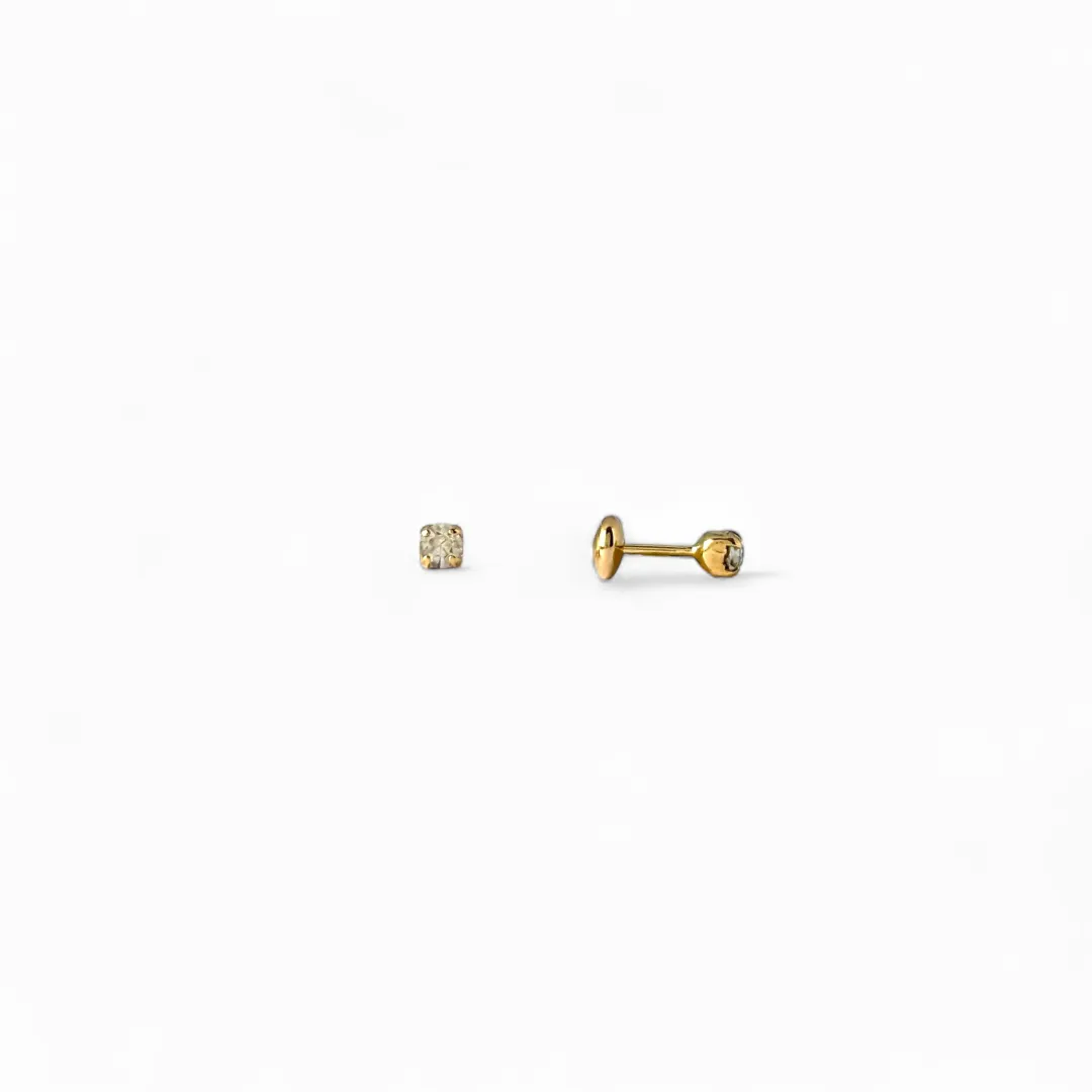 Brinco Infantil Banhado a Ouro 18k Zircônia Cristal