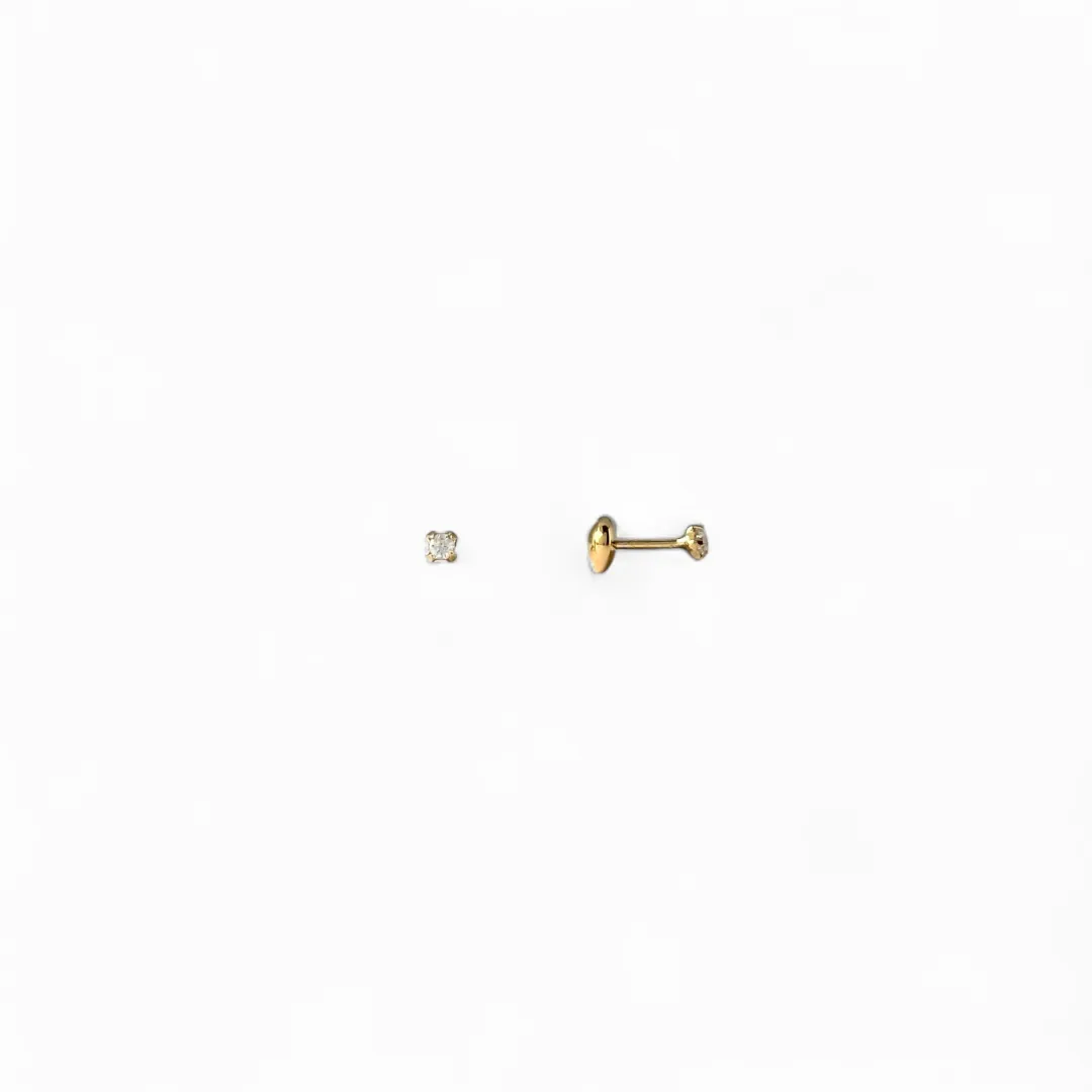 Brinco Infantil Banhado a Ouro 18k Zircônia Cristal
