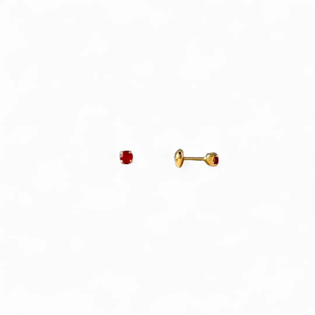Brinco Infantil Banhado a Ouro 18k Zircônia Vermelho
