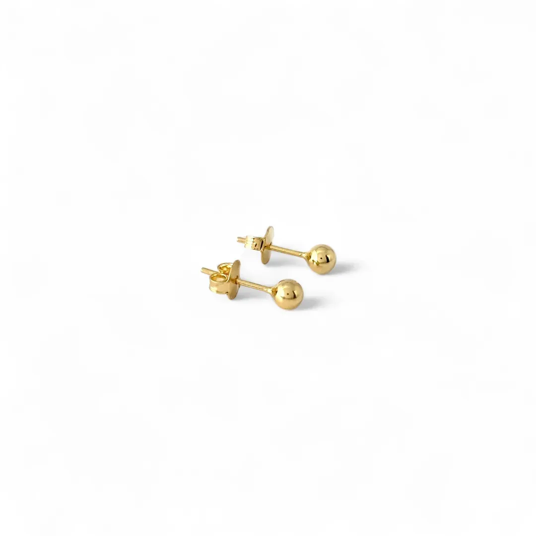 Brinco Infantil Bola Lisa  Banhado a Ouro 18K